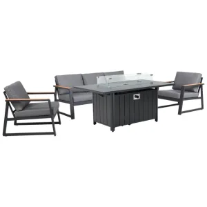 Meble ogrodowe zestaw Grasse z paleniskiem aluminiowe